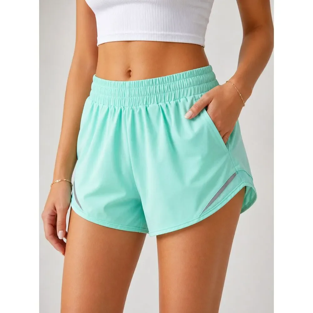 Mint Green Athletic Running Shorts High Rise Elastic Waist Activewear NWOT S